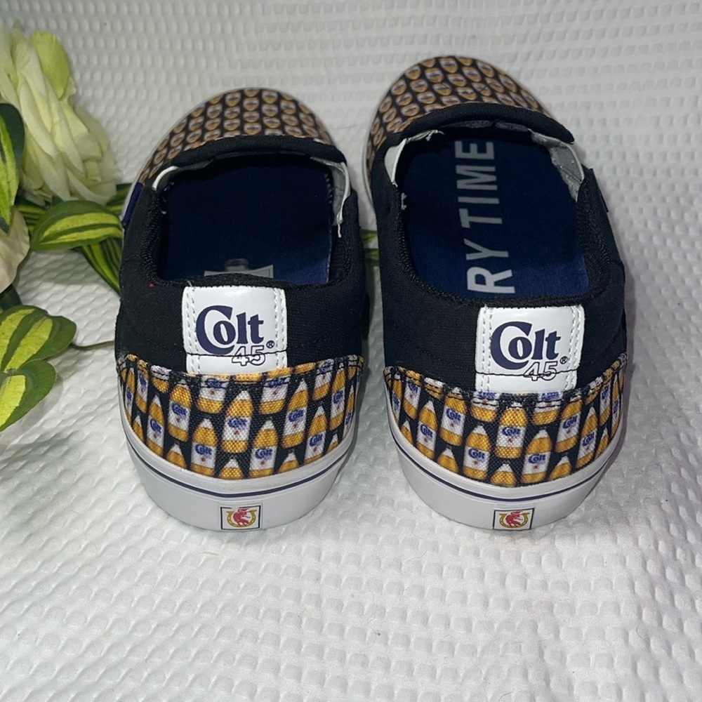 RARE - 🍺 - Etnies Skateboard Shoes Marana Slip X Colt 45 Black/Print Size 9 NWOT - Picture 2 of 5